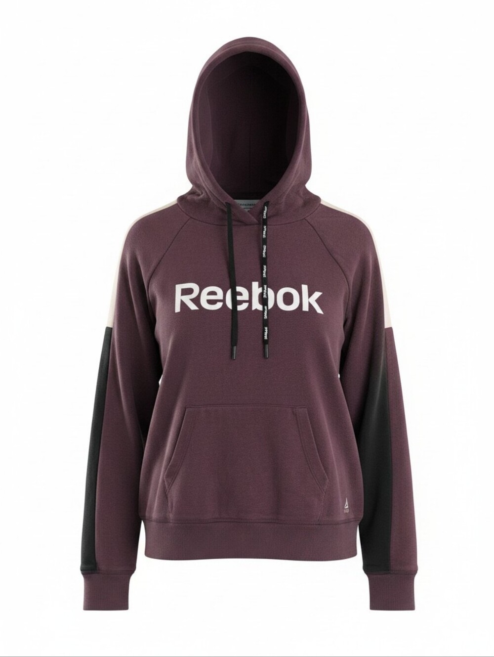 Reebok Maroon Colorblock Logo Spellout Pullover Hoodie Small